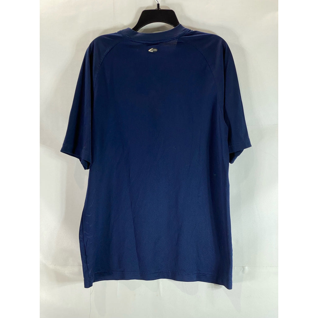 ADIDAS Men's Navy Vintage Crewneck Mesh Basketball Short Sleeve T-Shirt SZ M