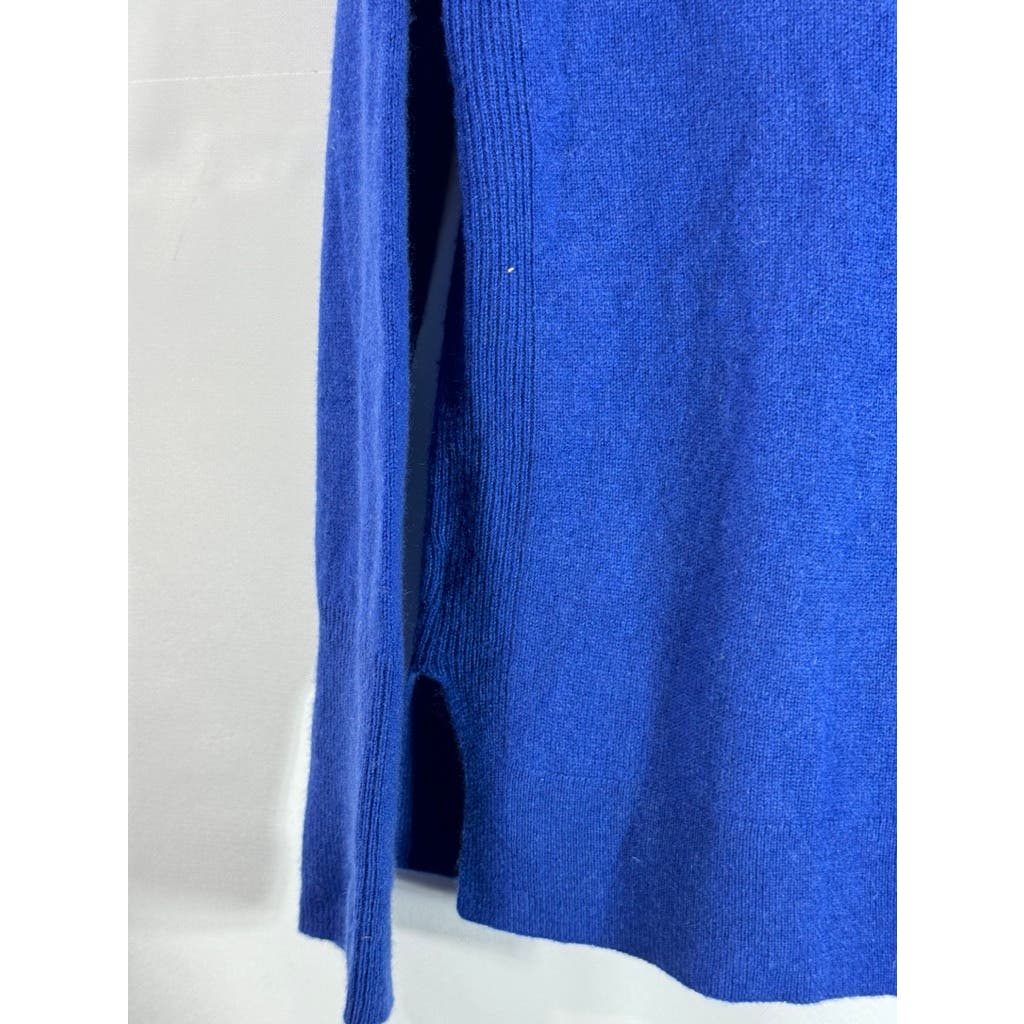 HALOGEN Women's Royal Blue Cashmere Crewneck Side-Slit Pullover Sweater SZ M