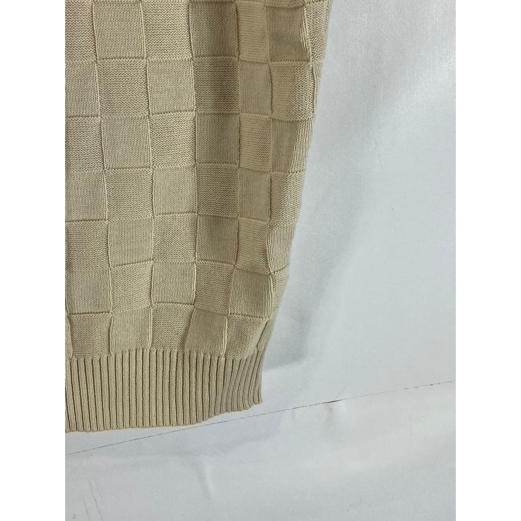 JOSEPH & LYMAN Men's Cream Cotton Square-Detail V-Neck Knit Sweater Vest SZ L