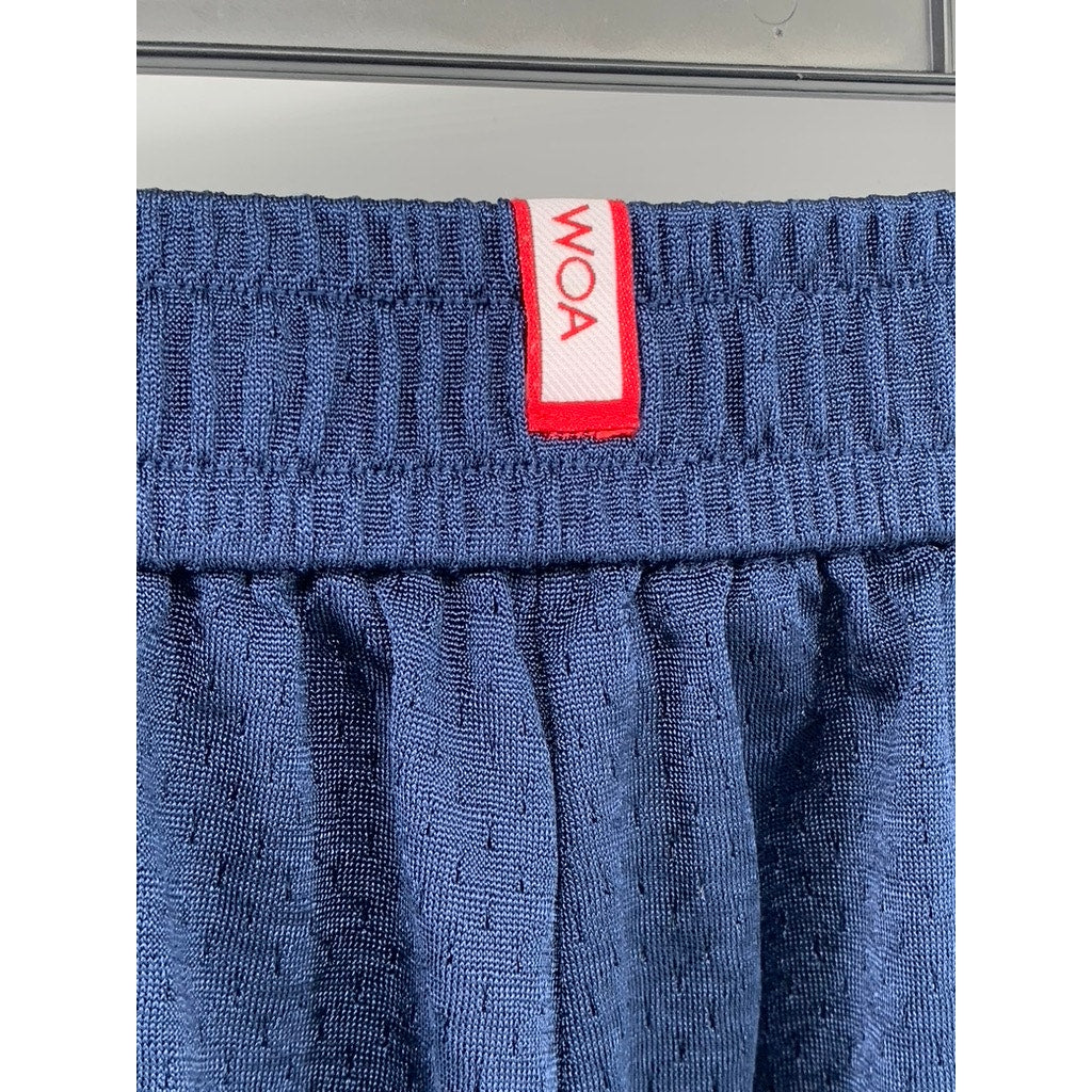 WOA Women's Blue Mesh Relaxed Wide-Leg Pull-On Cargo Pants SZ S