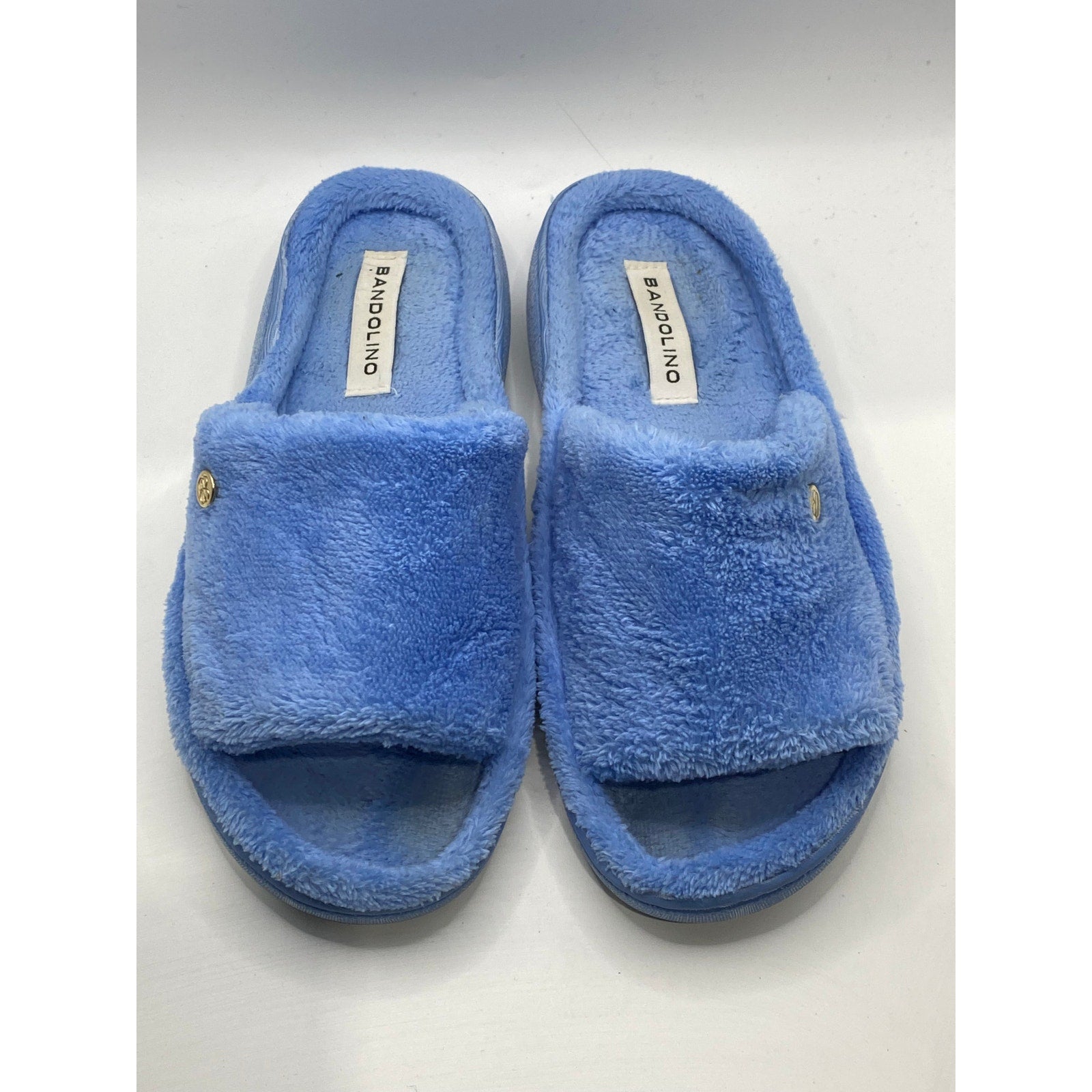 BANDOLINO Women's Blue Fuzzy Slide-On Casual Slippers SZ S(5-6)
