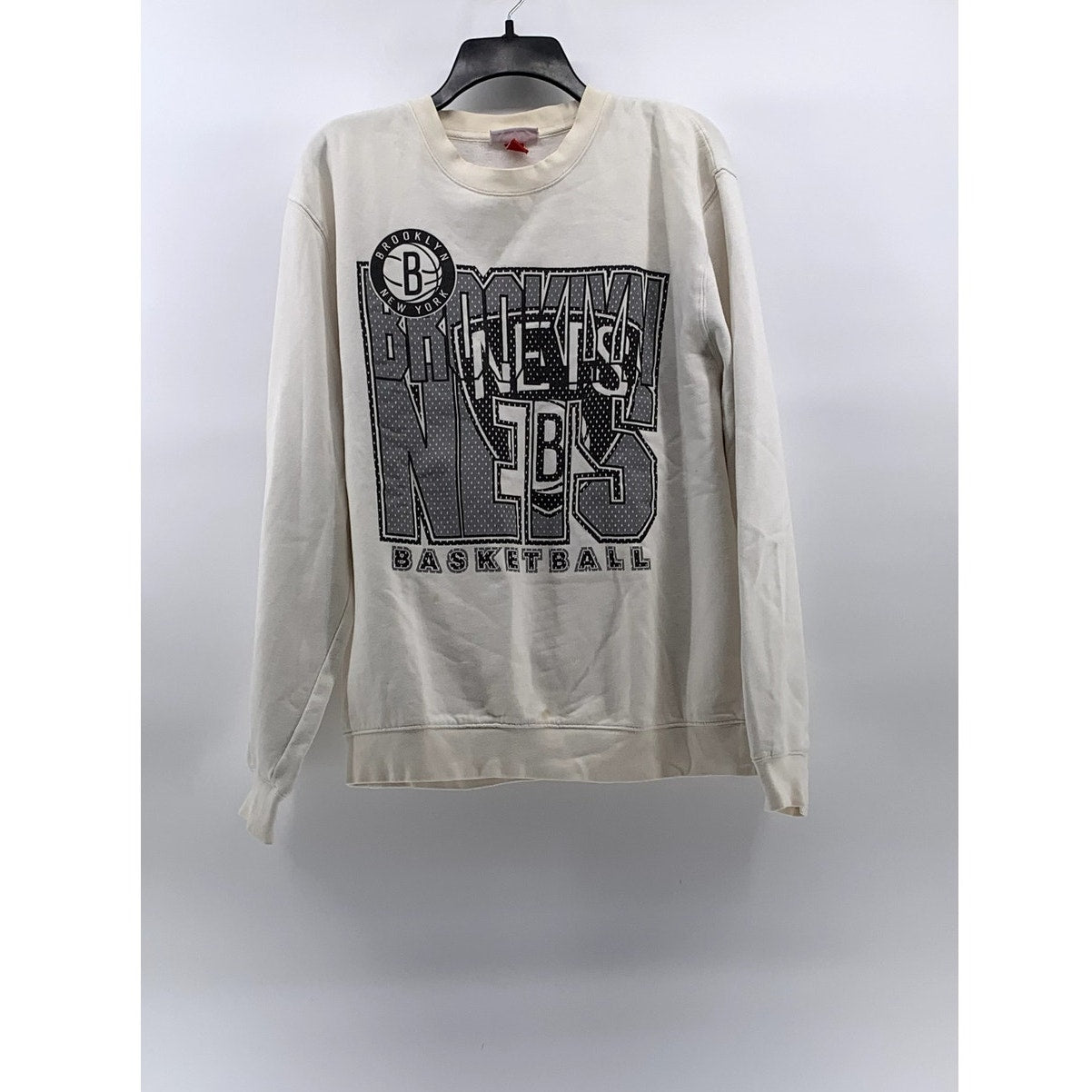 MITCHELL & NESS Men's Beige-Black Brooklyn Nets Basketball Sweatshirt SZ XL