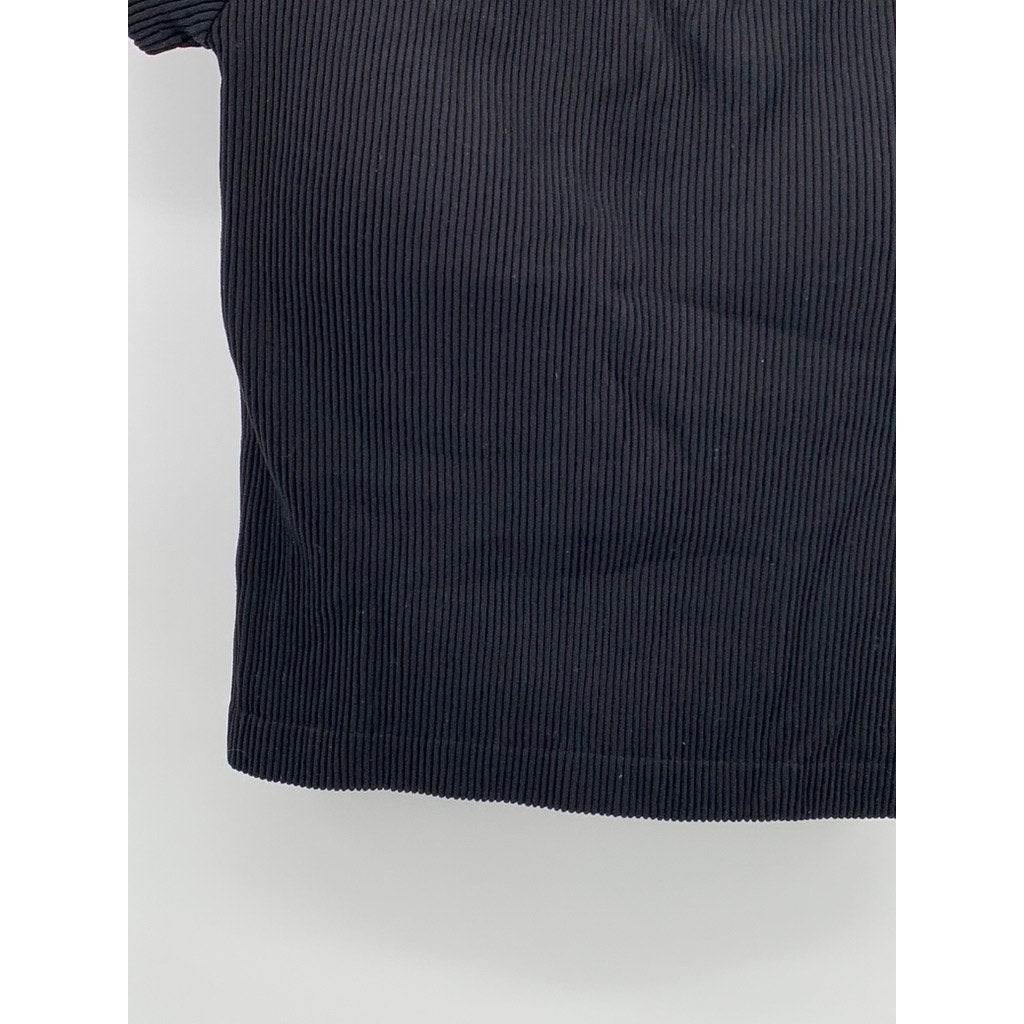 UNIQLO Women's Black Ribbed Padded Crop Top SZ XS