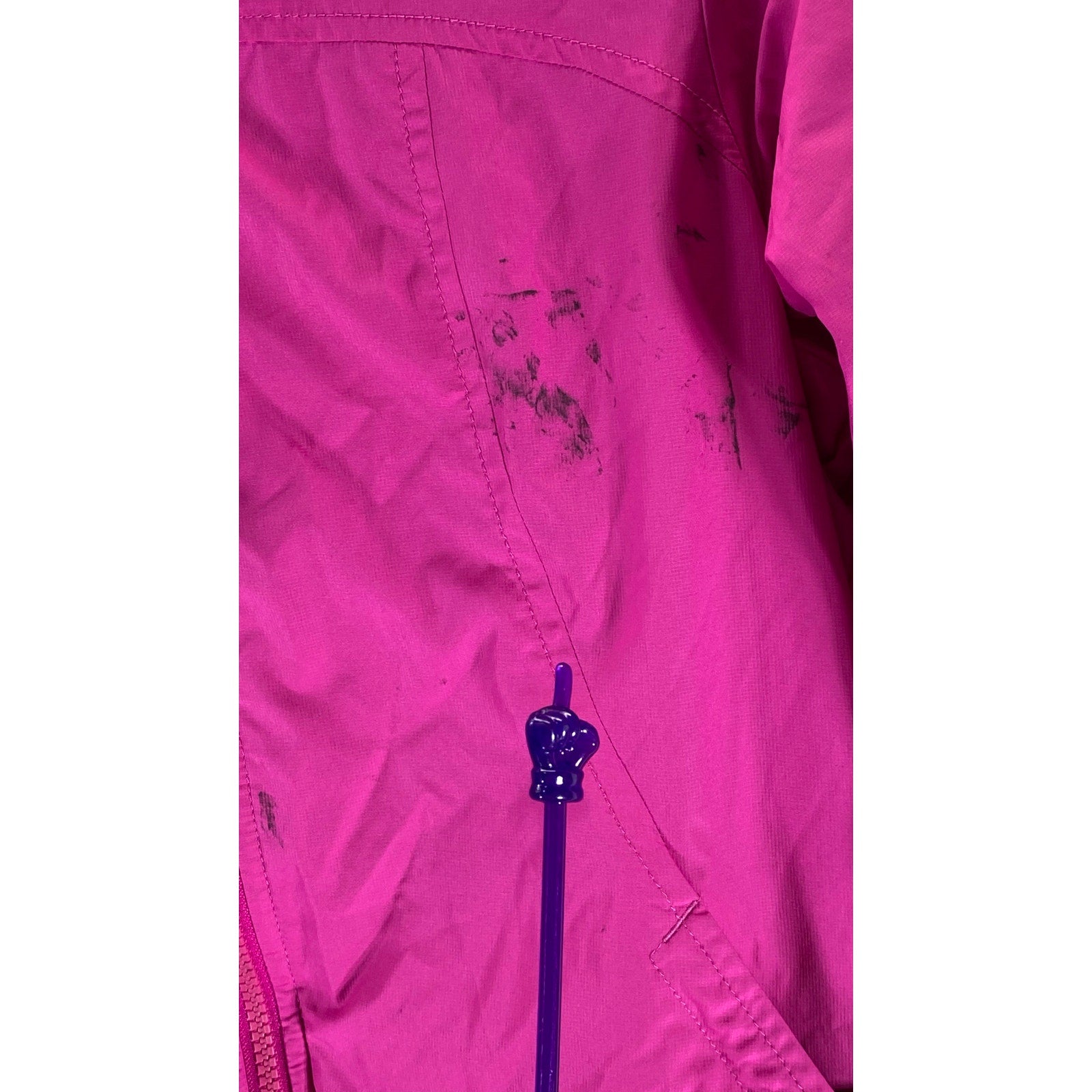 THE NORTH FACE Girl's Pink/Purple Striped Fleece Reversible Jacket SZ L(14-16)