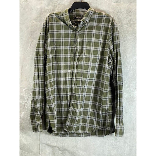 BANANA REPUBLIC Men's Olive Green Plaid Slim-Fit Luxe-Flannel Shirt SZ XL