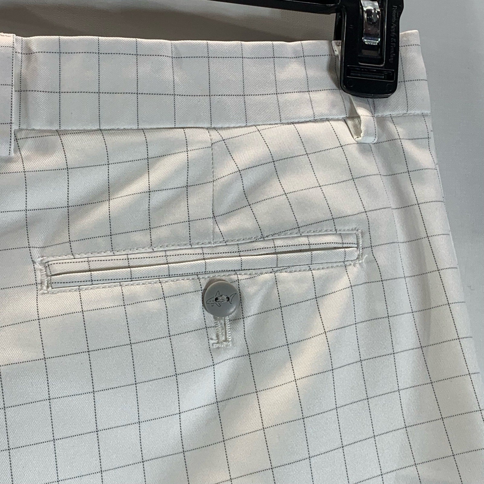 GREG NORMAN Men's White Checkered  Regular-Fit Chino Shorts SZ 34