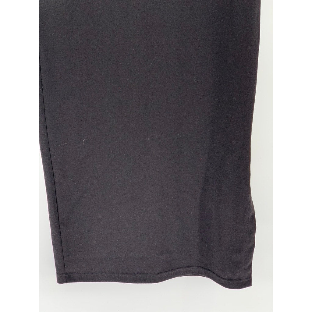 UNBRANDED Women's Black Embroidered Crown C Patch Mock-Neck Midi Dress SZ S