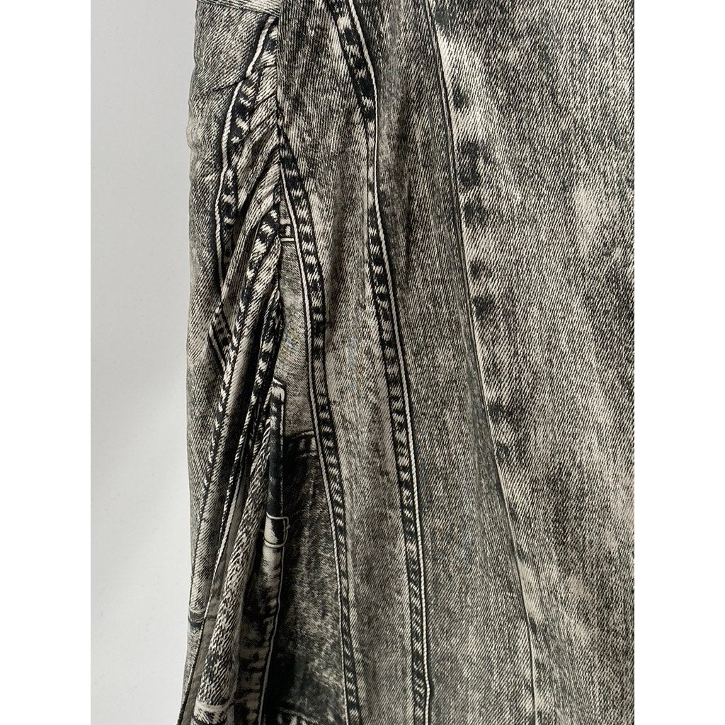 RETROFETE Women's Black-Gray Silk Acadia Spaghetti Strap Side-Slit Dress SZ XS