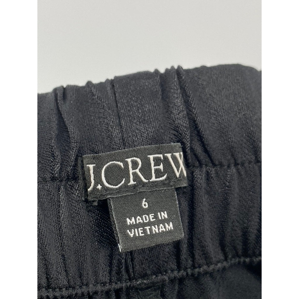 J.CREW Women's Black Astrid Elastic-Waist Relaxed-Fit Wide-Leg Pant SZ 6