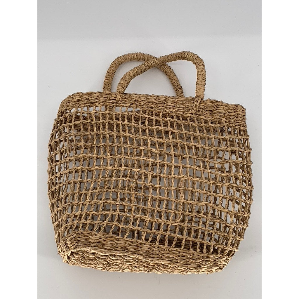 UNBRANDED Women's Tan Straw Woven Open Tote SZ OS
