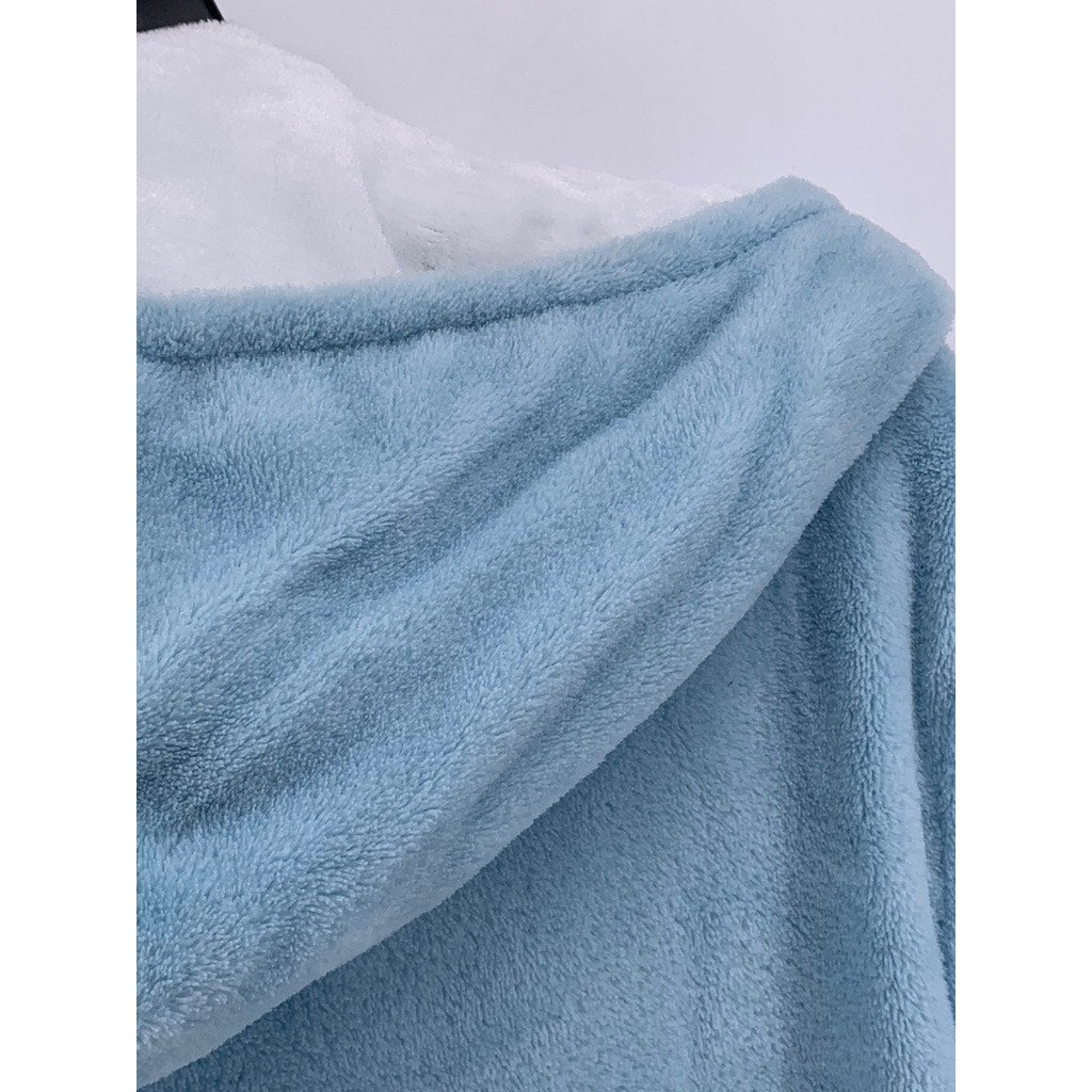 PAULA DEEN Women's Light Blue Wrap Hooded Soft Robe SZ S