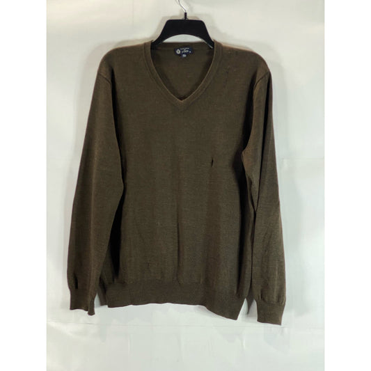 ITALIAN MERINO BY J. CREW Men's Brown V-Neck Pullover Sweater SZ M