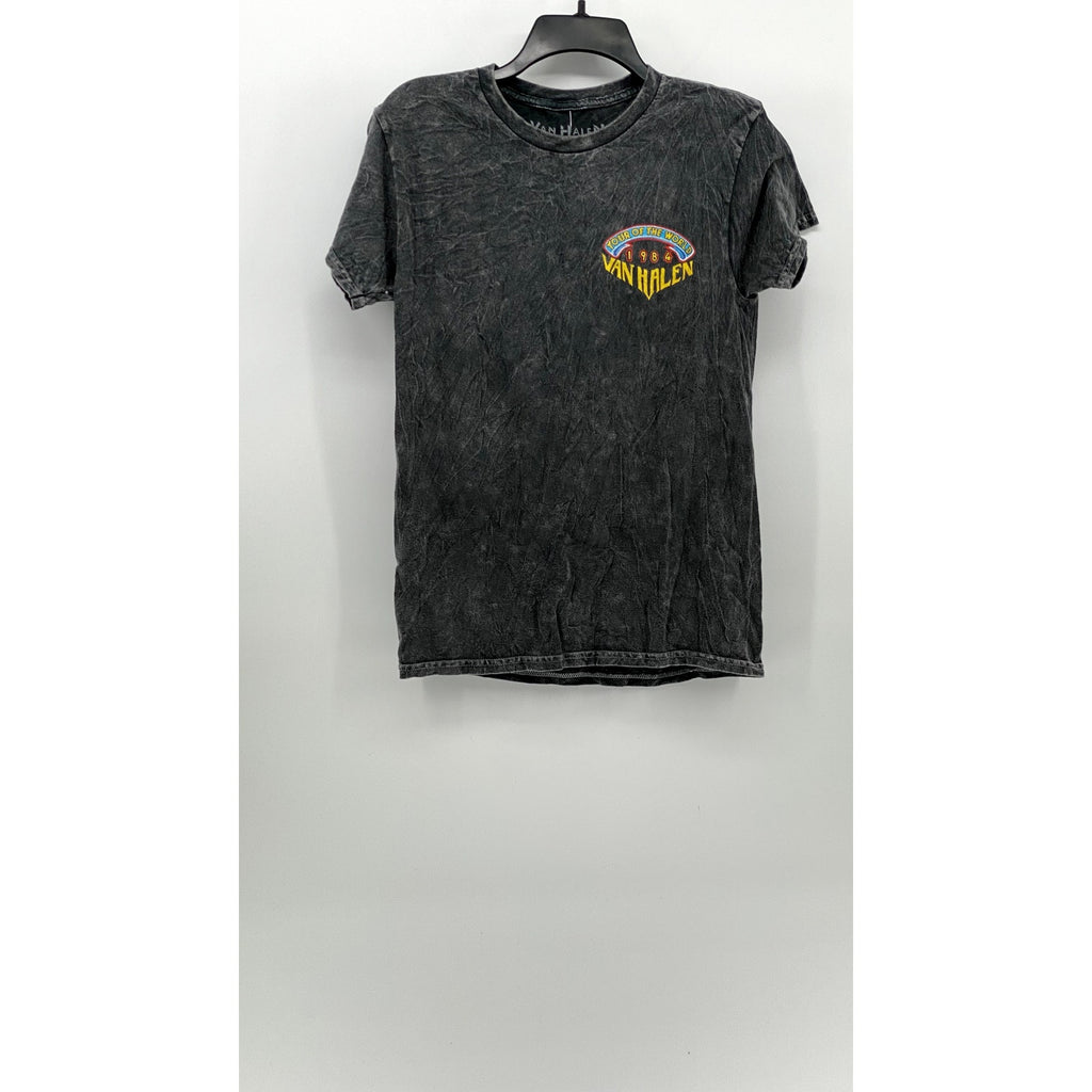 VAN HALEN Men's Acid Washed Black Crewneck Eagle Graphic T-Shirt SZ S