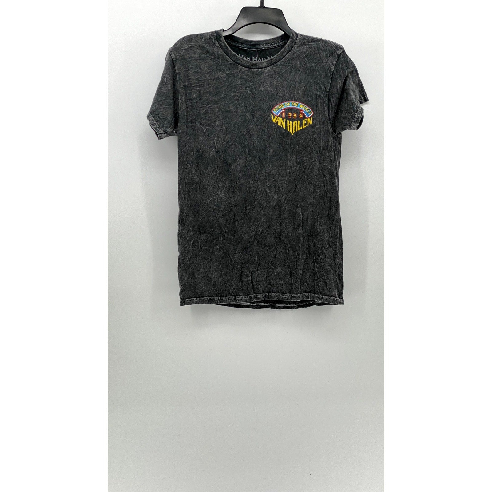 VAN HALEN Men's Acid Washed Black Crewneck Eagle Graphic T-Shirt SZ S