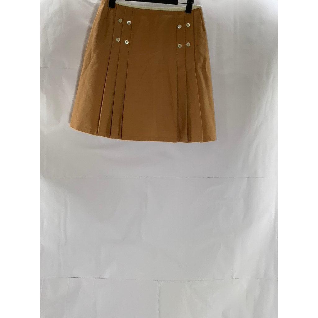 UNBRANDED Women's Academia Brown Button Pleated Mini A-Line Skirt SZ S