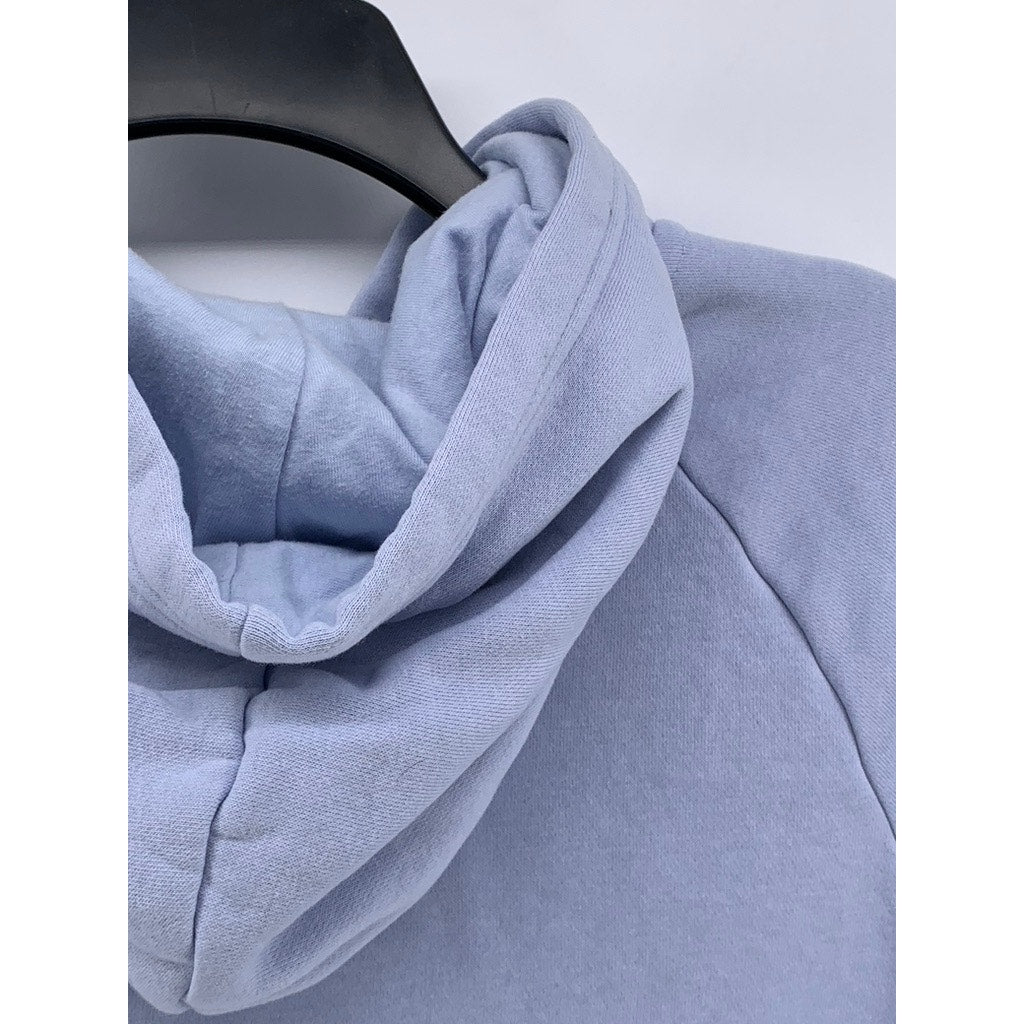 CHAMPION Girls Light Blue-Pink Script Logo Hoodie SZ XL