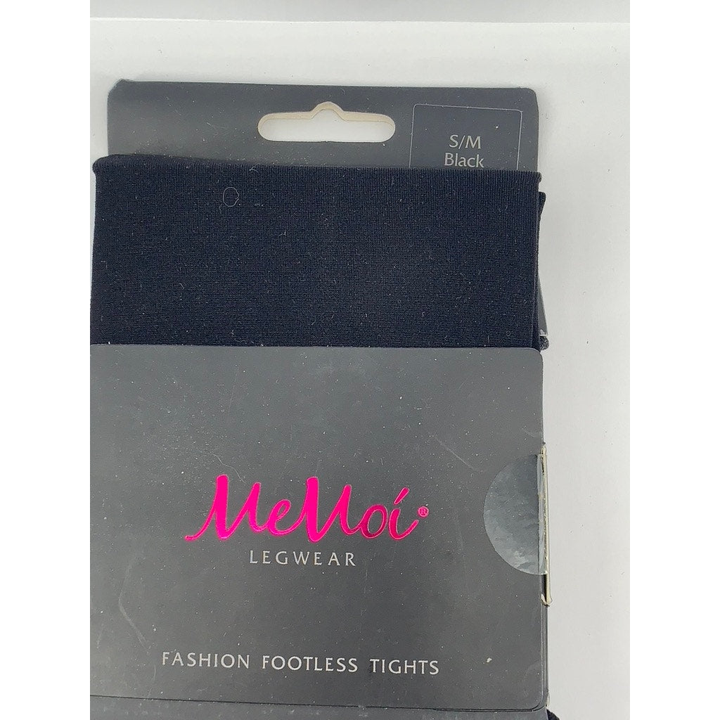 MEMOI Women's Black Solid Semi Sheer Criss-Cross Footless Tights SZ S/M