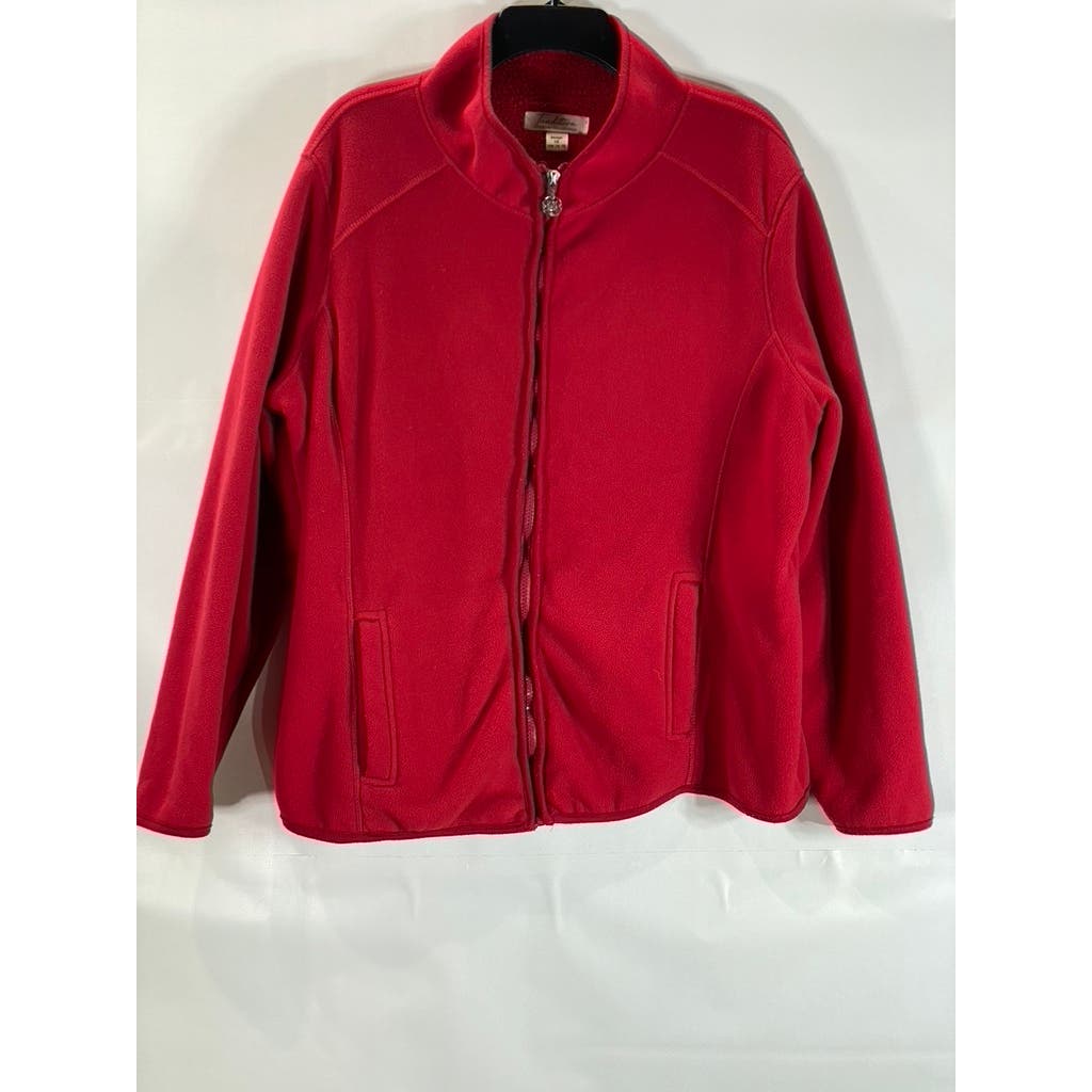 TRADITION COUNTRY COLLECTION Women's Plus Size Red Fleece Zip-Up Sweater SZ 1X