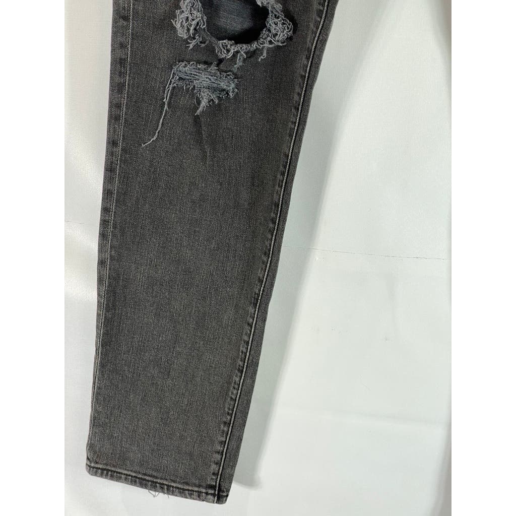 ABERCROMBIE & FITCH Men's Washed Black Distressed Athletic Skinny-Fit Jean SZ 34