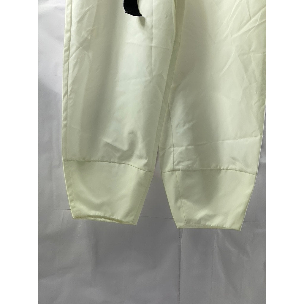 PLEASE Women's White-Black Solid Belted Baggy Pants SZ M