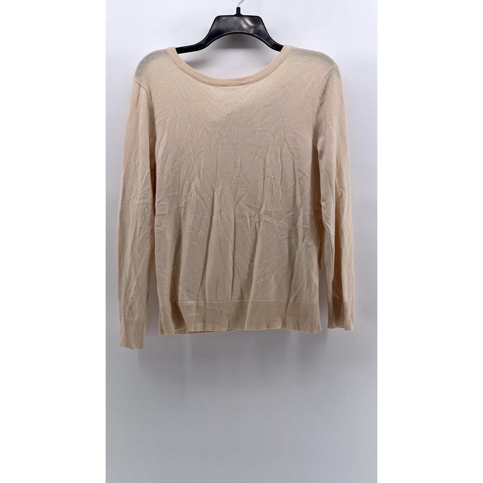 CUPIO Women's Beige Back Tie-Neck Long Sleeve Top SZ L