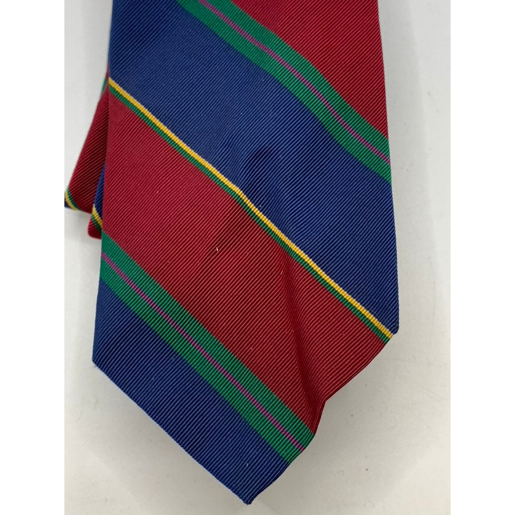 POLO BY RALPH LAUREN Men's Blue-Red-Green Striped Silk-Blend Tie SZ OS