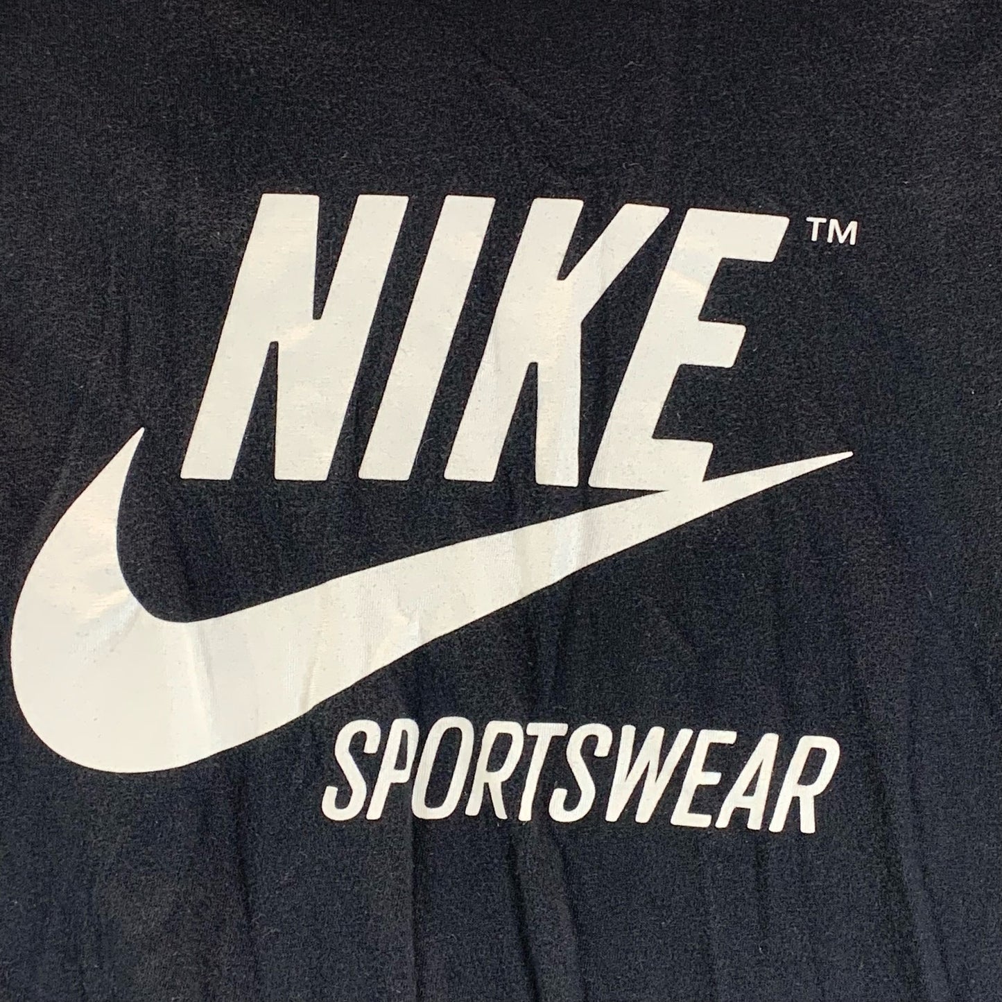 NIKE Men's Black/White Crewneck Large Logo Graphic Short Sleeve The Nike Tee SZS