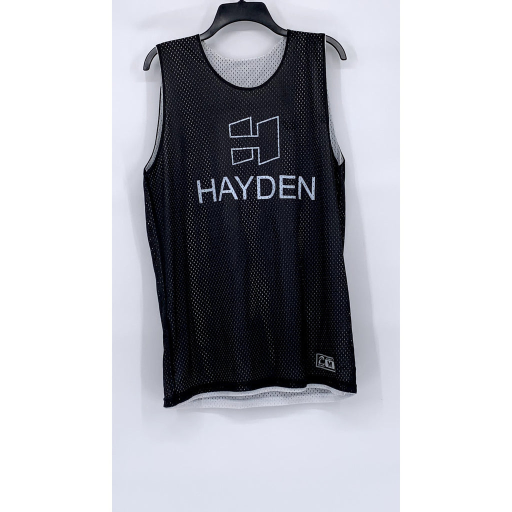 UNBRANDED Men’s Black-White Mesh Scoop-Neck Sleeveless Jersey SZ M