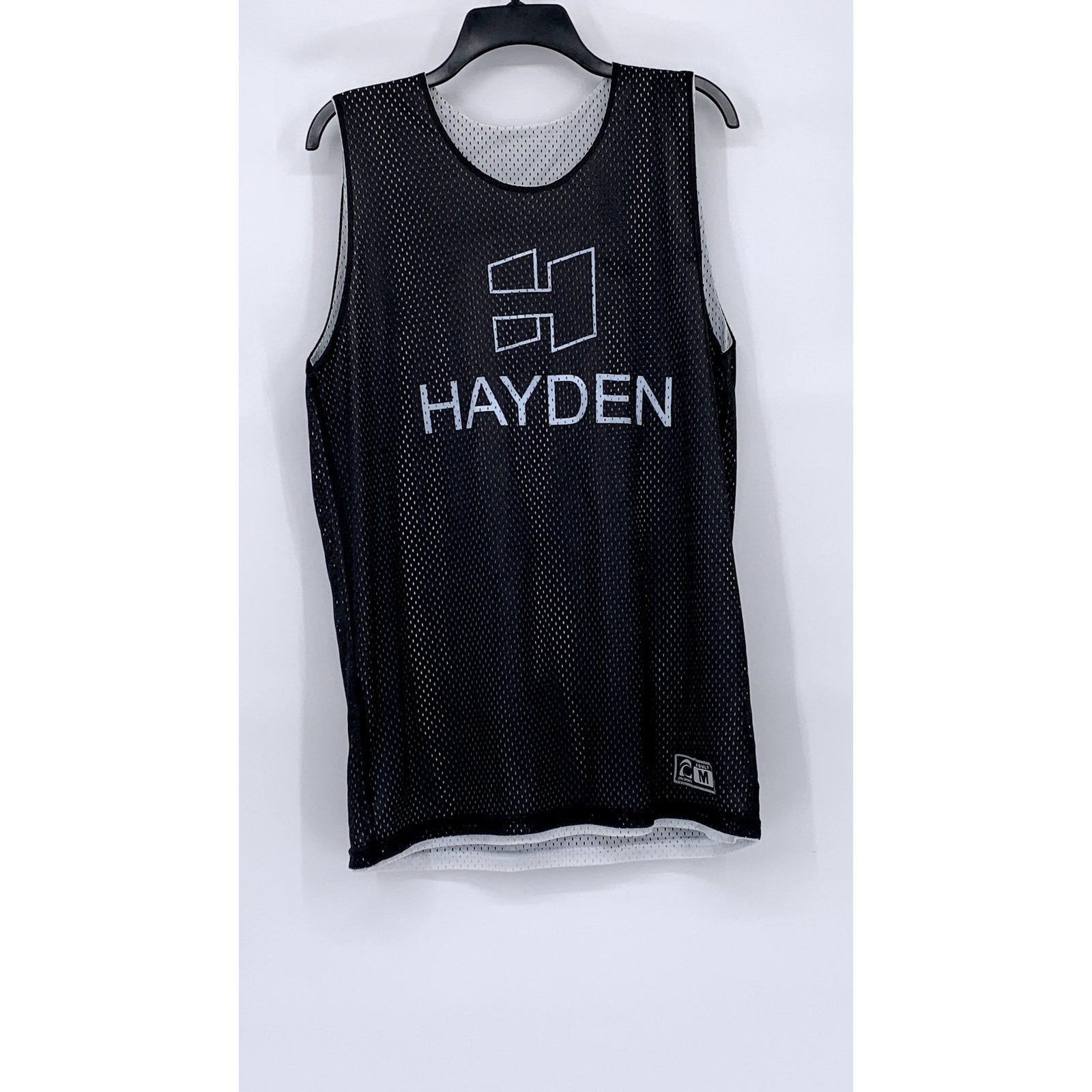 UNBRANDED Men’s Black-White Mesh Scoop-Neck Sleeveless Jersey SZ M