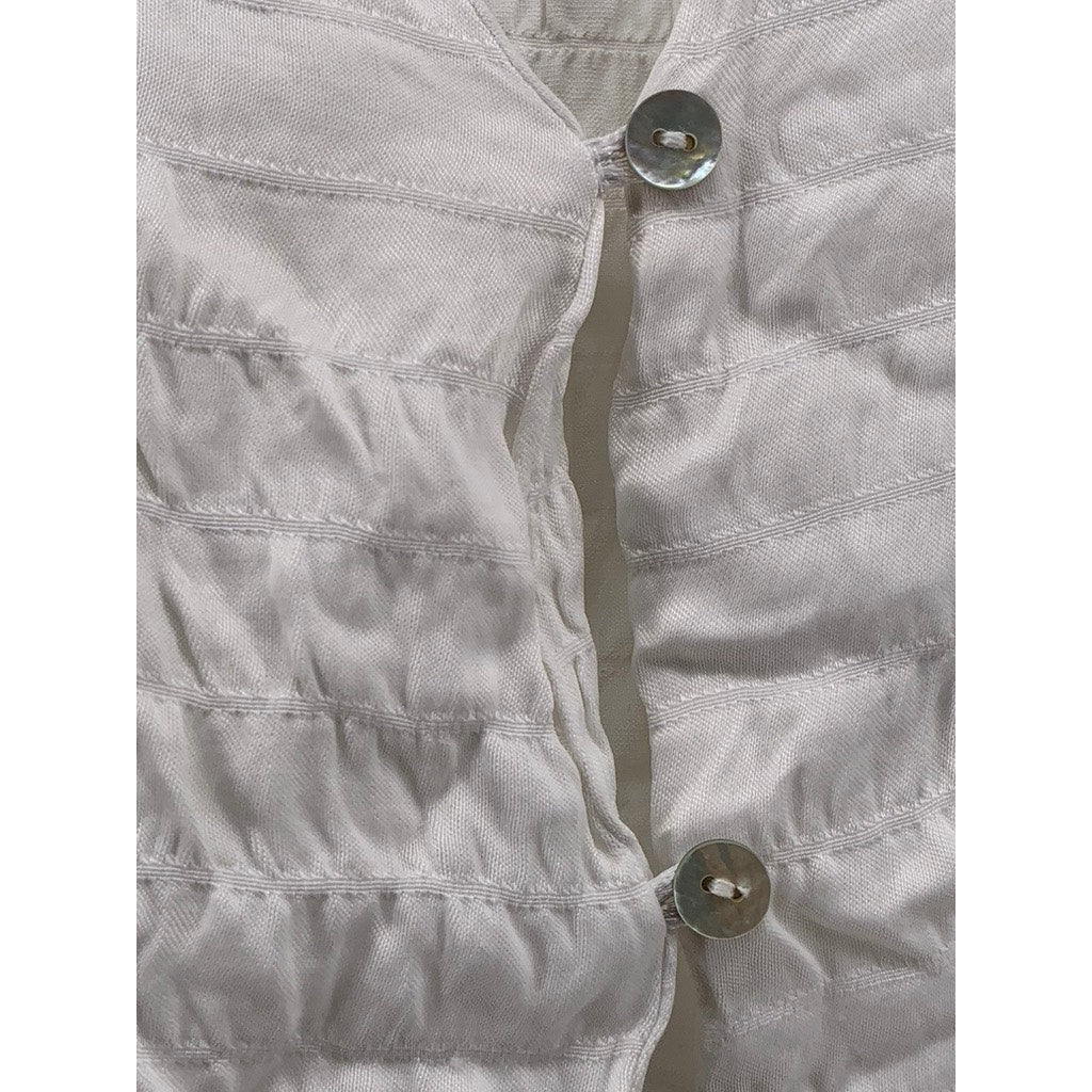ZARA Women's White Textured Two-Button Top SZ S