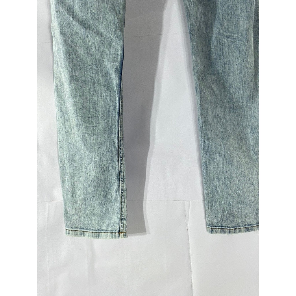 ZARA Men’s Light Blue Wash Denim Distressed Slim-Leg Button-Fly Jean SZ 32