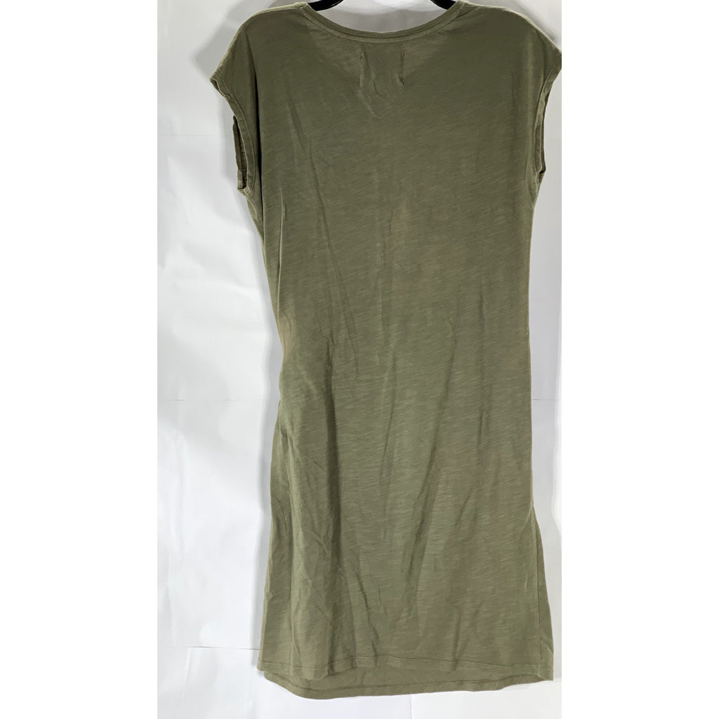 VELVET BY GRAHAM & SPENCER Women's Gray Crewneck Cotton Slub Tie-Waist Dress SZM