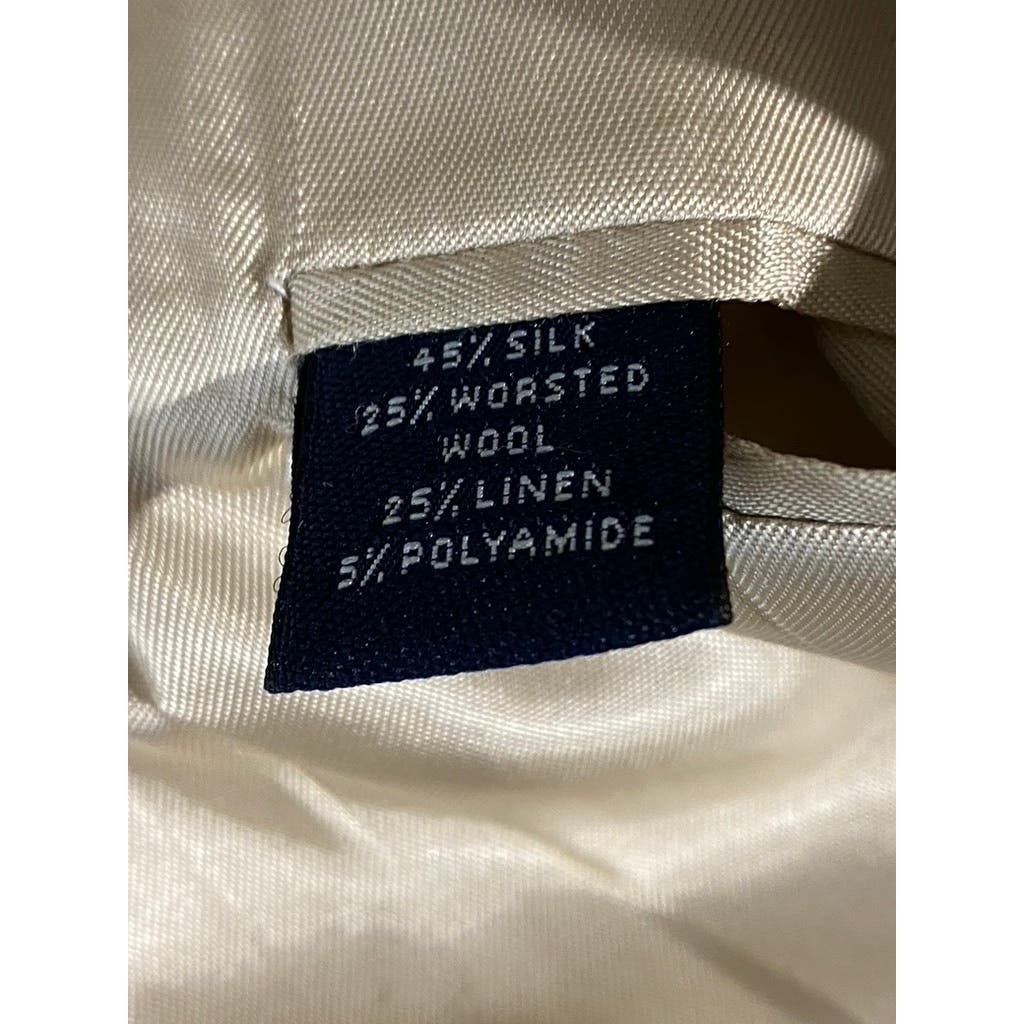 BROOKS BROTHERS Men's Tan Windowpane Silk Blend Two-Button Suit Jacket SZ 42R