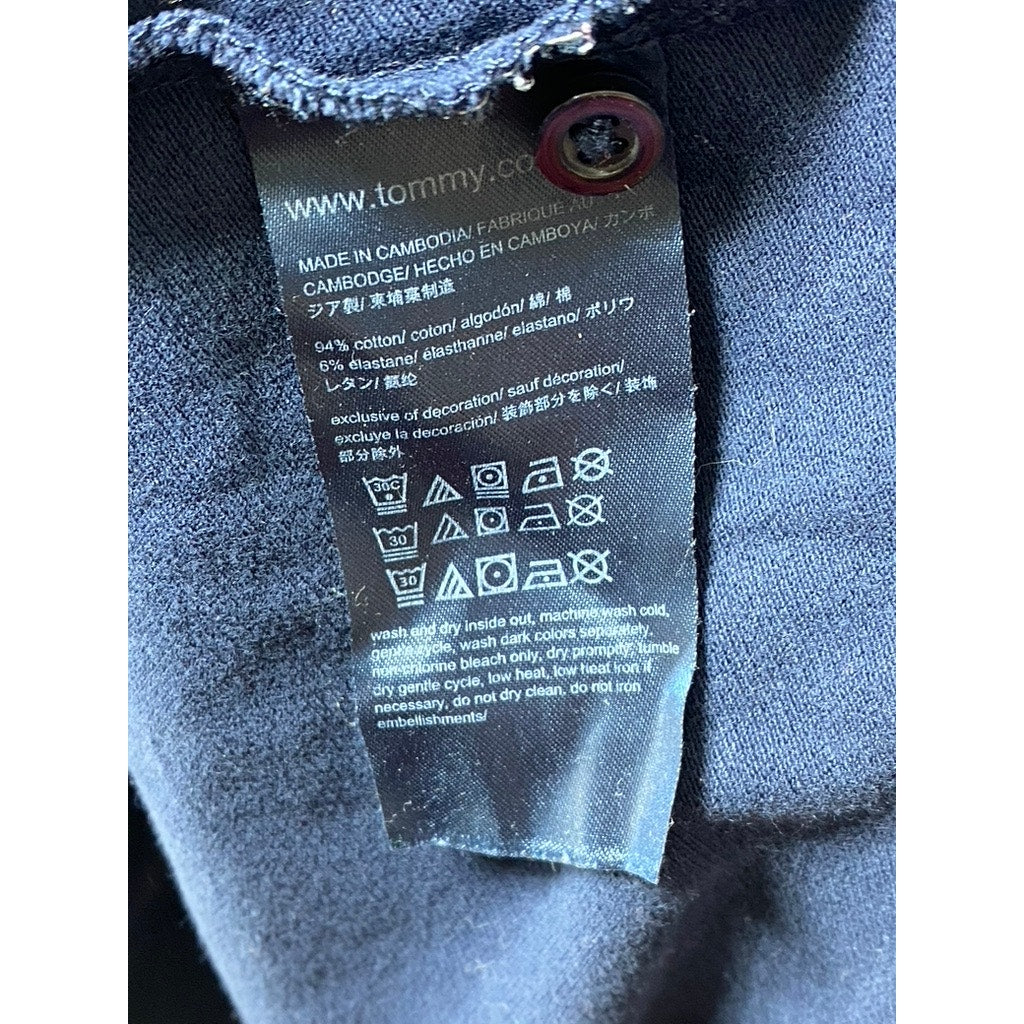 TOMMY HILFIGER Women's Navy Banner Stripe Short Sleeve Polo Mini Dress SZ M