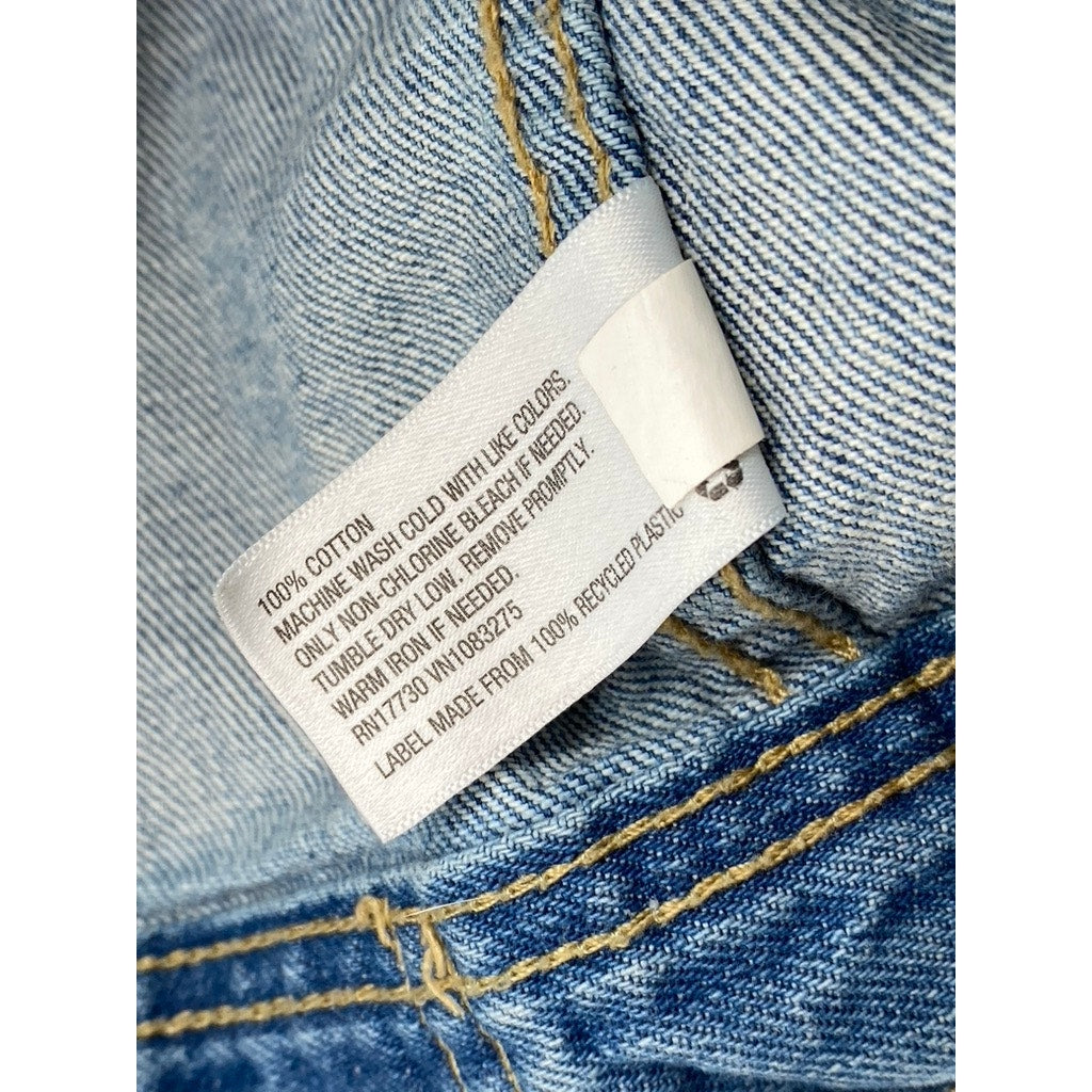 MOSSIMO SUPPLY CO Women's Blue Denim Distressed Oversized Button-Up Jacket SZ S