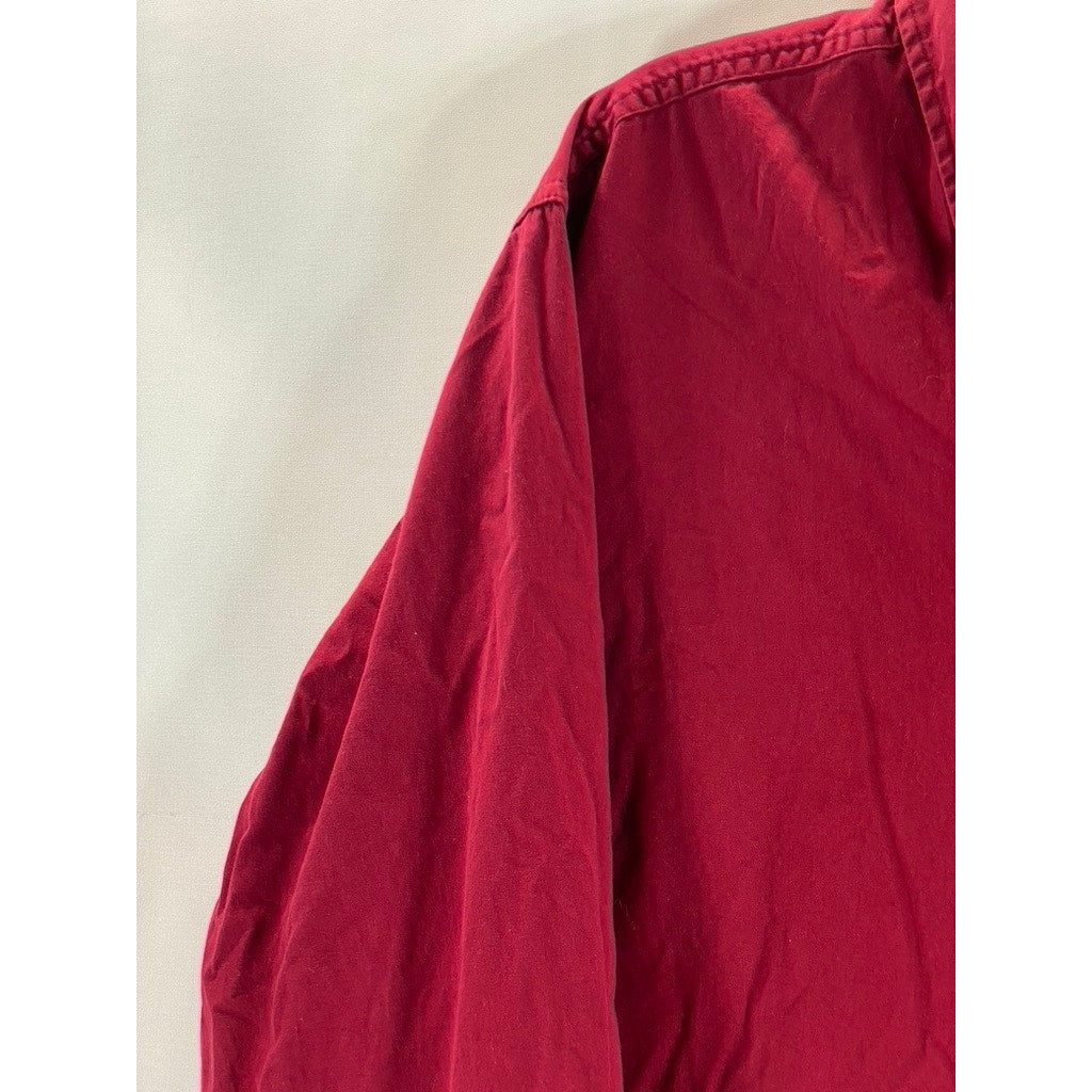 EDDIE BAUER Men's Red Cotton Regular-Fit Button-Up Long Sleeve Shirt SZ L