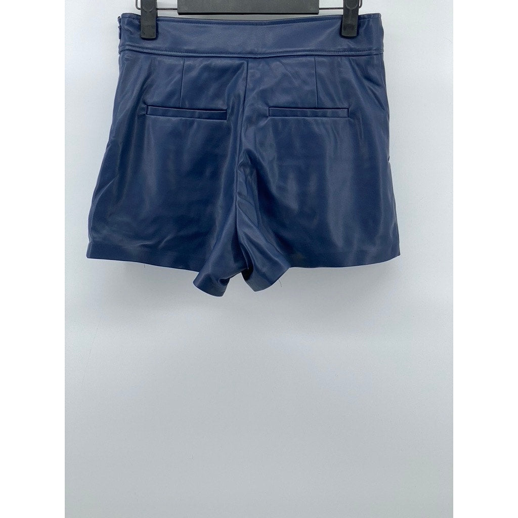 GENERATION LOVE Women's Dark Blue Lambert Button-Front Faux Leather Shorts SZ 2