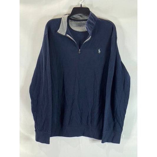 BANANA REPUBLIC Men's Navy Quarter-Zip Cotton-Blend Pullover Sweater SZ XL