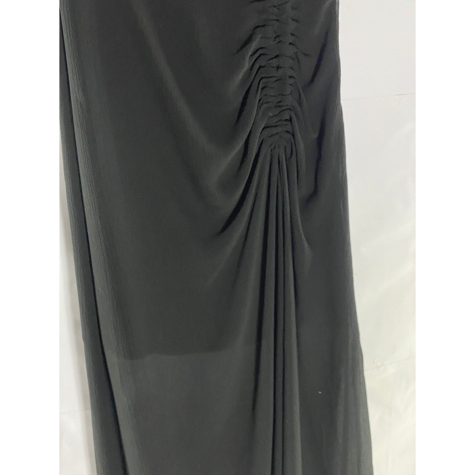 ALLSAINTS Black Sheer Illusion Hem Ruched Ariya Goth Grunge Midi Dress SZ 0
