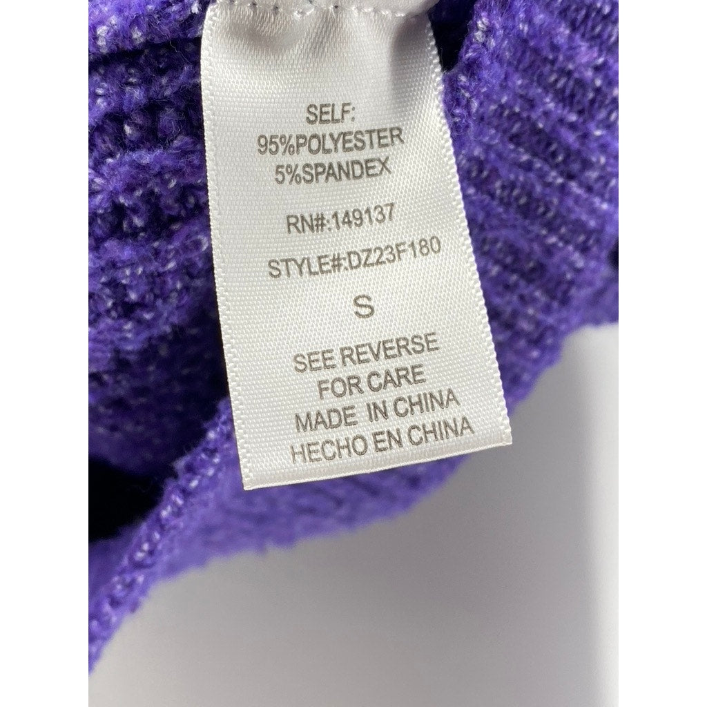 DOUBLE ZERO Women's Purple Knit Long Sleeve Button-Up Cropped Cardigan SZ S
