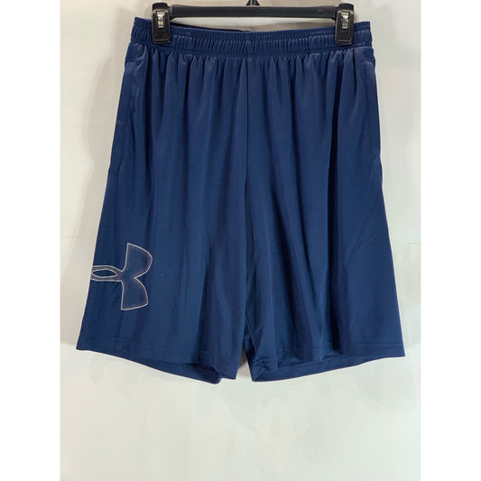 UNDER ARMOUR Men's Navy UA Tech Regular Loose-Fit Pull-On Graphic Shorts SZ M