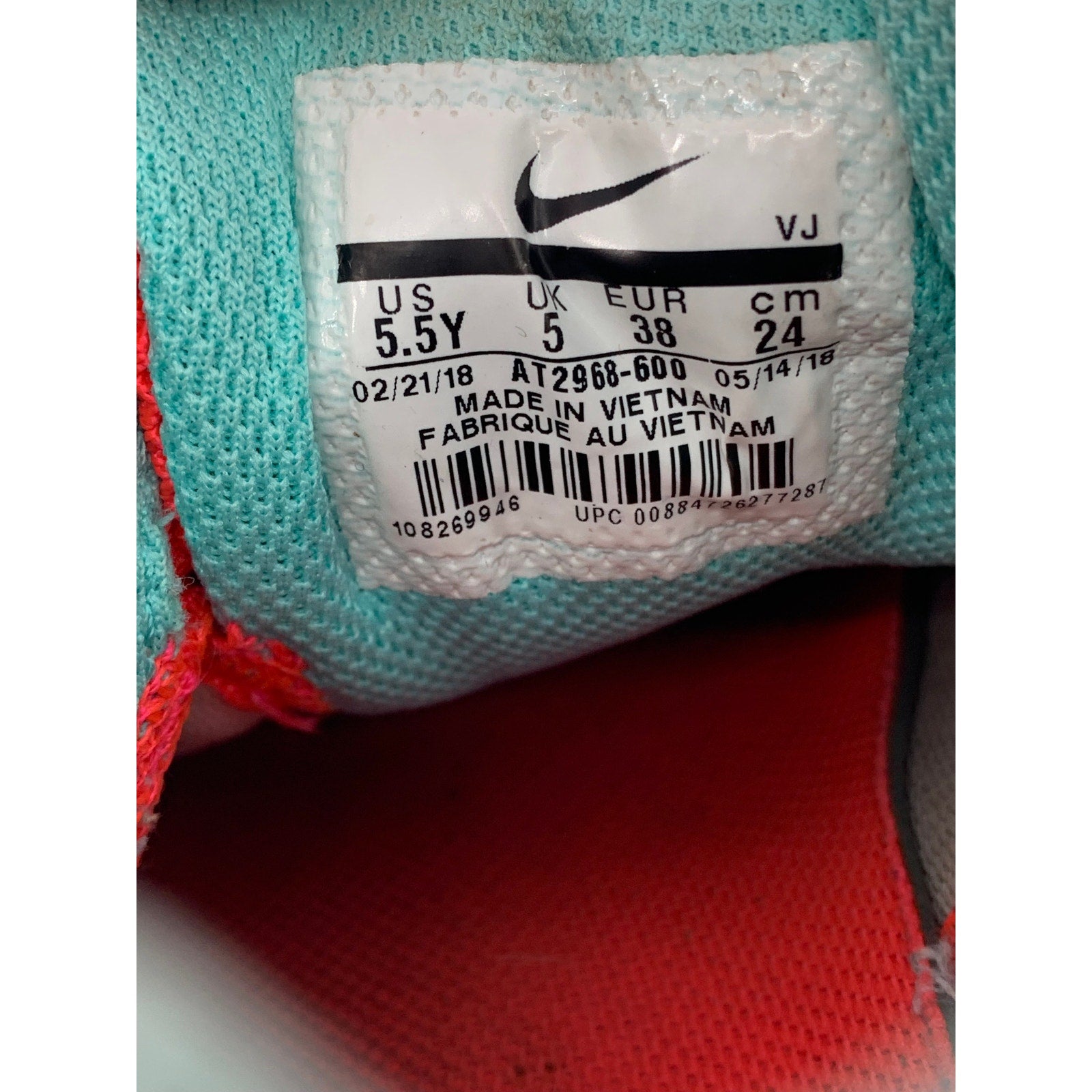 NIKE Girls' Red-Teal Mesh Downshifter 8 Fade Active Sneakers SZ 5.5Y