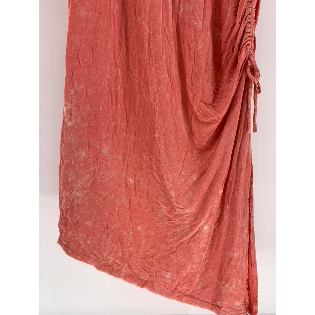 TORRID Women's Peach Tie-Dye Super Soft Knits Side Ruched Maxi Dress SZ 1