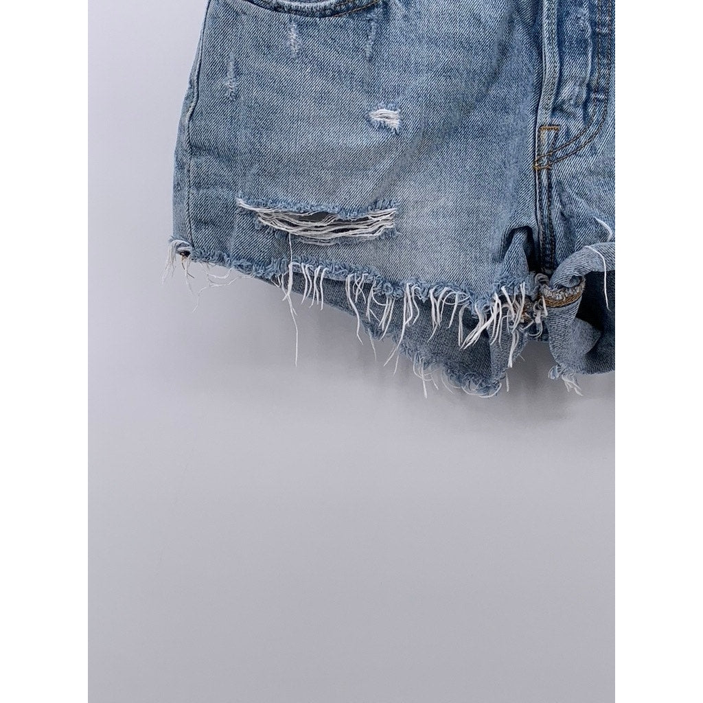 LEVI'S Women's Blue Denim Distressed 501 Shorts SZ 26