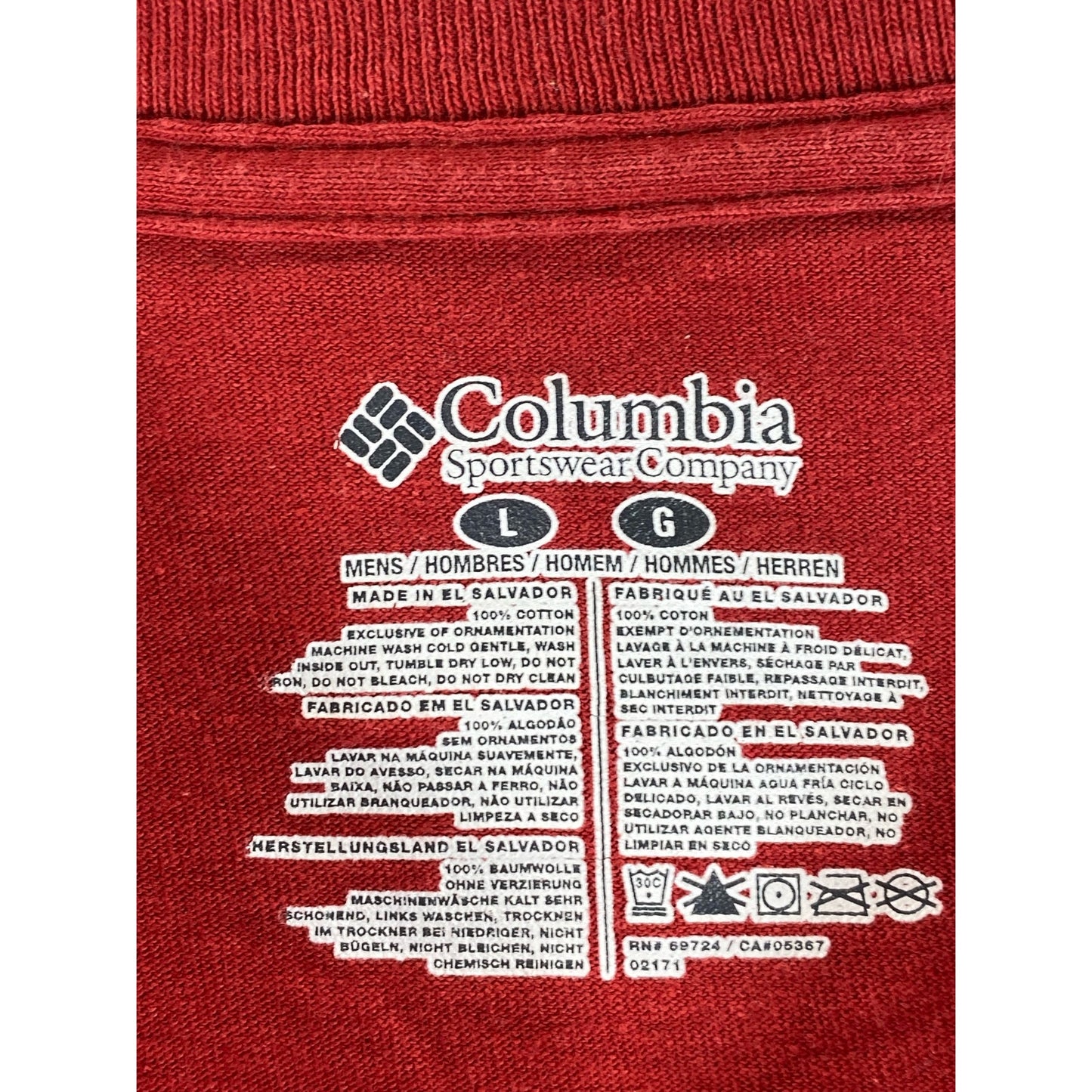 COLUMBIA Men's Red Logo Splatter Crewneck Regular-Fit Short Sleeve Shirt SZ L