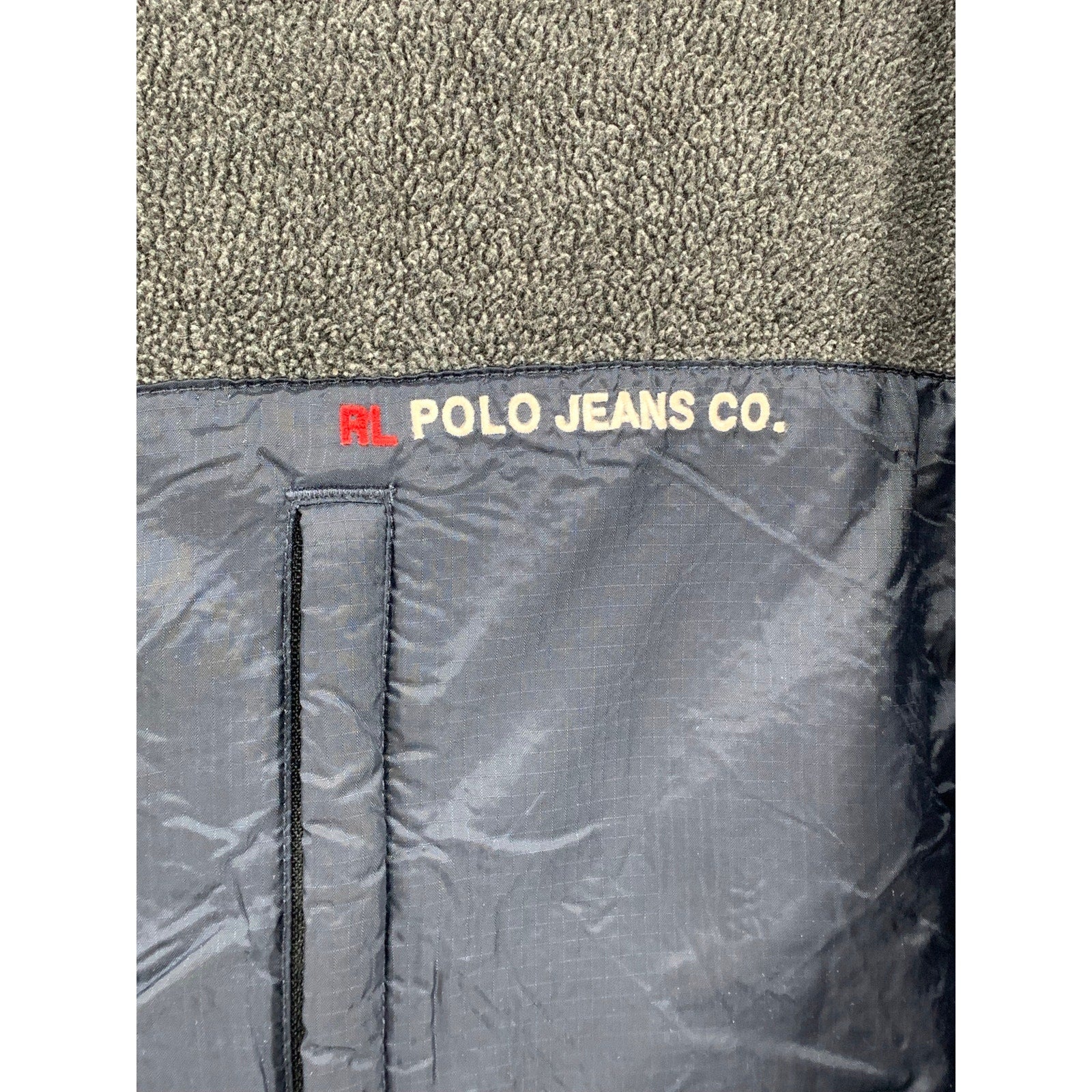 RALPH LAUREN POLO JEANS CO Men's Vintage Gray-Navy Fleece Zip-Up Sweater SZ XL