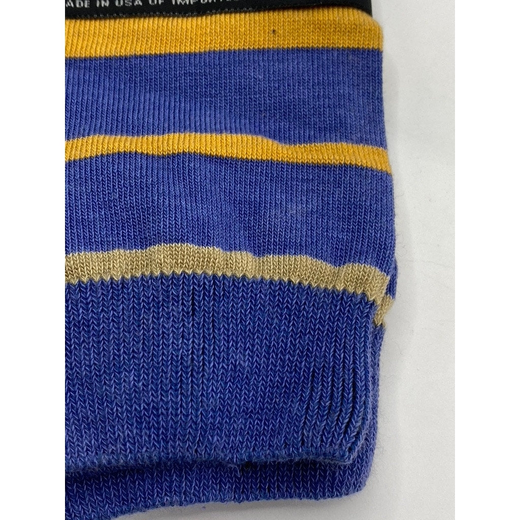 B.ELLA Women's Denim Blue-Gold Striped Knit Cotton-Blend Taryn Crew Socks SZ OS