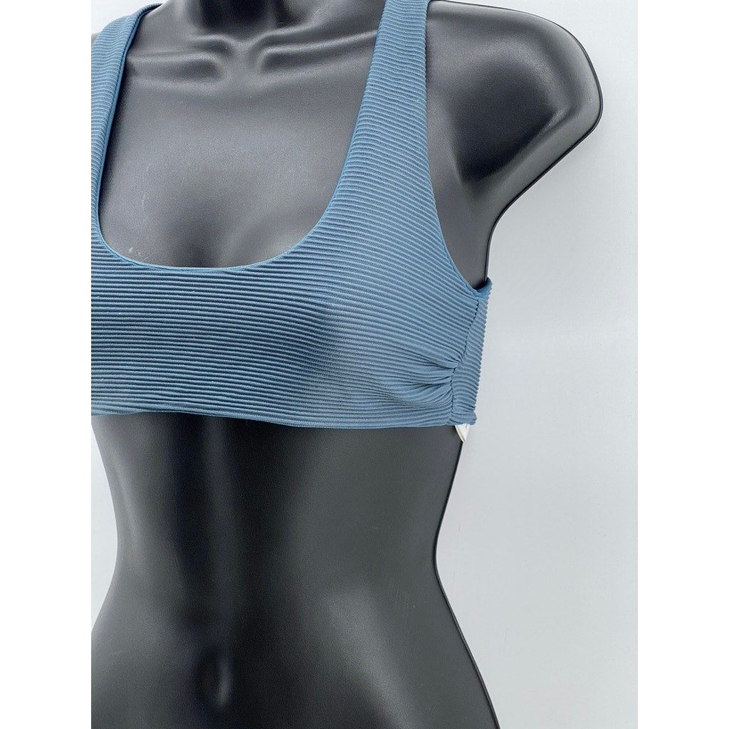 UNBRANDED Women's Blue Textured Tie-Back Scoop-Neck Bikini Top SZ XS