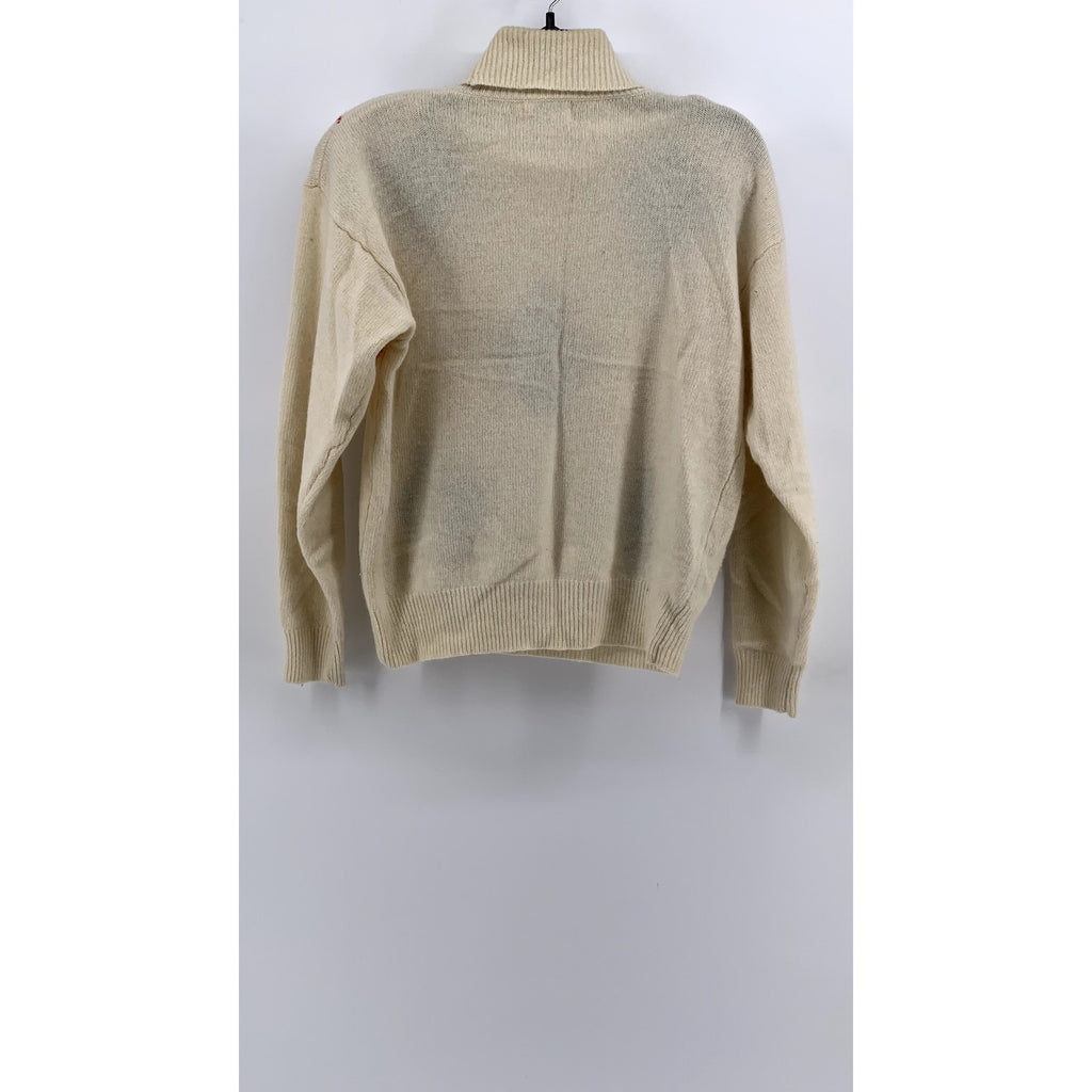 RAFAELLA Women's Vintage Off-White Diamond Print Lambswool Padded Sweater SZ M