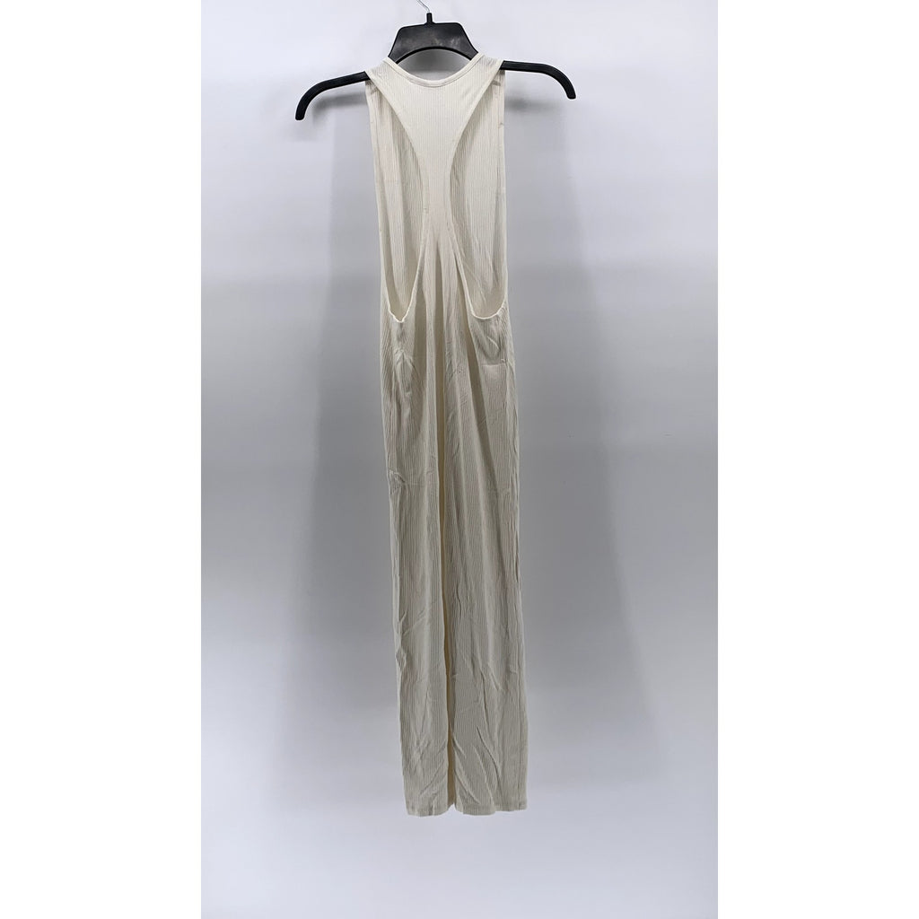 SILENCE+NOISE Women's Off-White Scoop-Neck Ribbed Racerback Midi Dress SZ XS